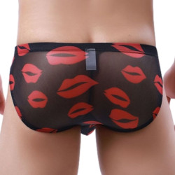 MenSexyWear Slip Trompe Kiss Lips Noir